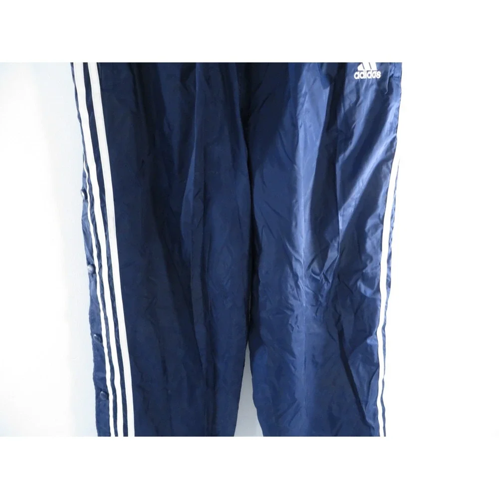 Vintage Adidas Mens Navy Blue 3-Stripe Snap Button Tearaway Track Pants‎ Size M